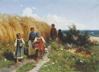 Дети, несущие в поле обед жнивцам (А.Д. Кившенко)