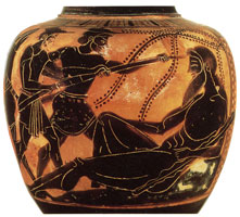 Чернофигурный сосуд для вина с изображением Одиссея
